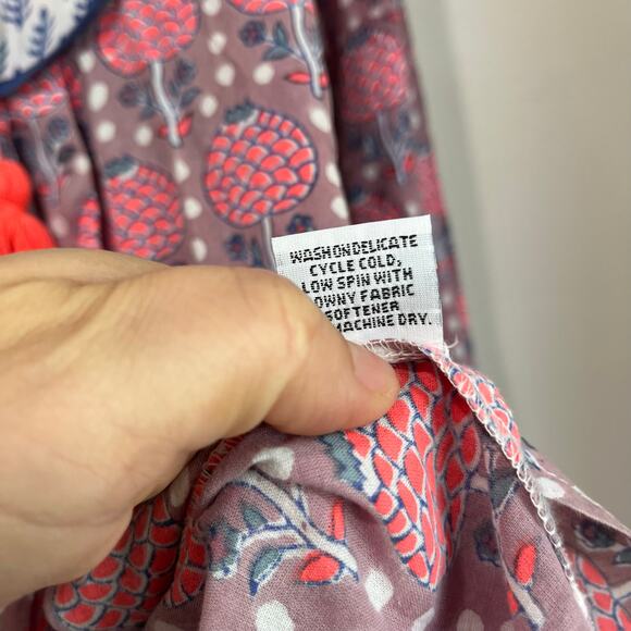 J. Crew SZ Blockprint Tunic Boho Tassel Top Cotton Peasant Blouse Size Small - Picture 3 of 8